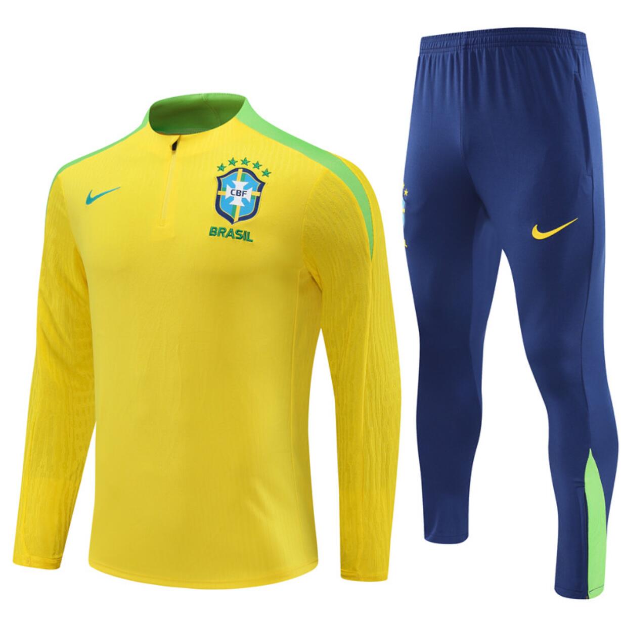 Camisetas BRASIL Pre-Match (Hombre/Niño) Amarillo 24/25 + Pantalones