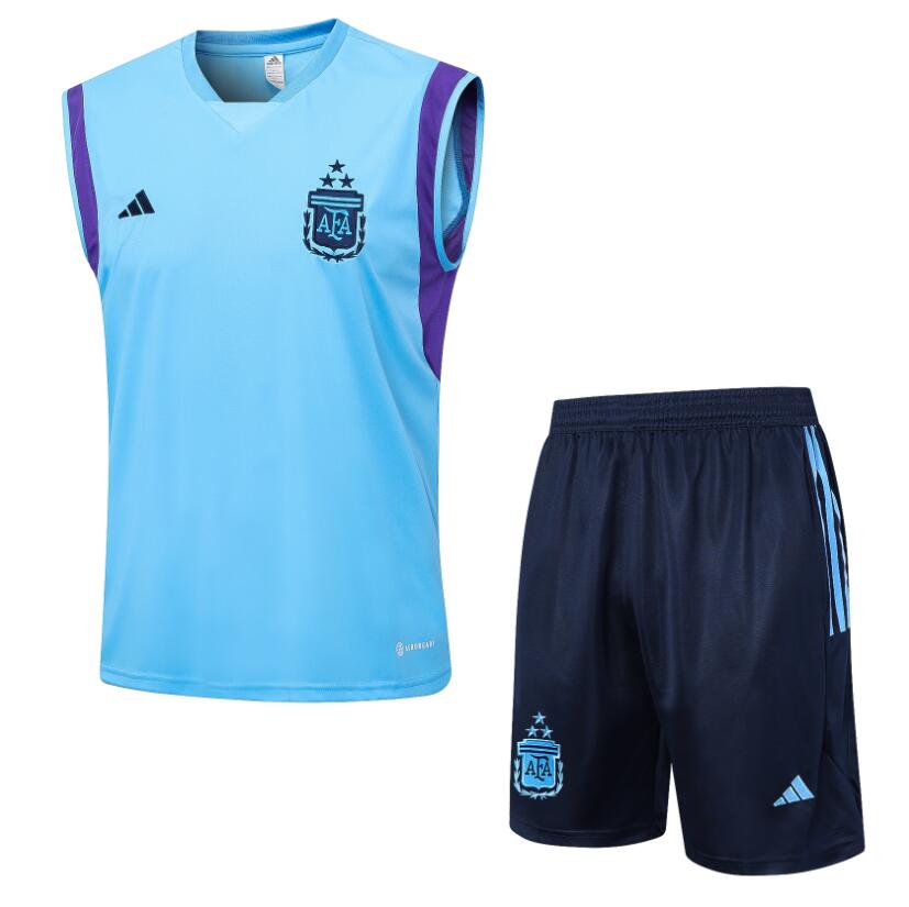 Camiseta De Fútbol Sin Mangas Argentina Azul Claro 23/24 + Pantalone