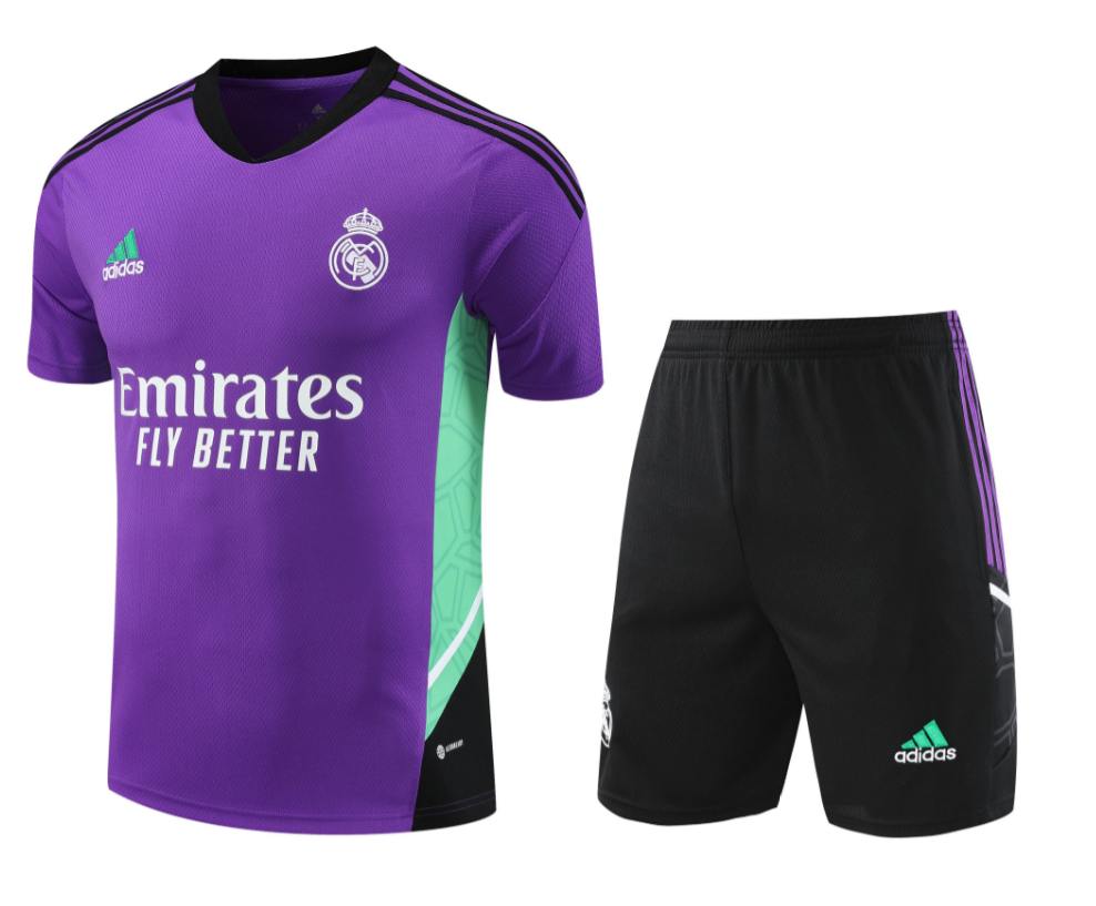 Camiseta Real Madrid CF Pre-Match 2022-2023 Púrpura + Pantalones