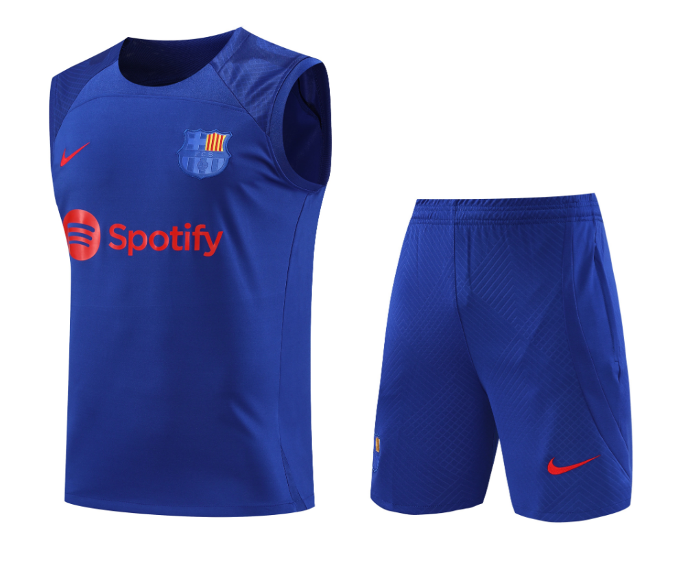 Camiseta Sin Mangas Barcelona Pre-Match 23/24 Azul + Pantalones