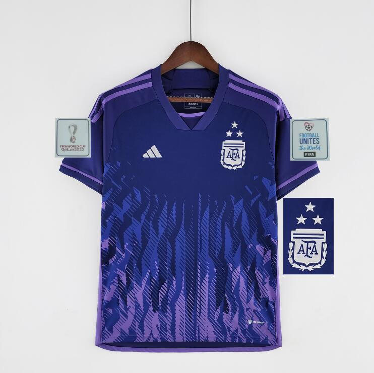 Camiseta Argentina Segunda Equipación Mundial Qatar 2022 Niño 3 estrellas