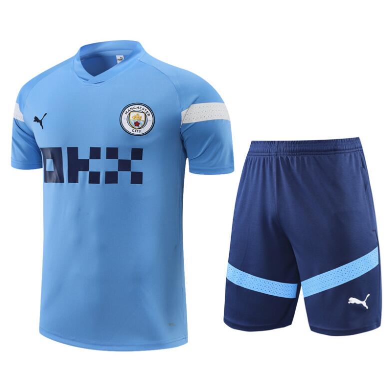 Camiseta Pre Partido del Manchester City 2022 Azul