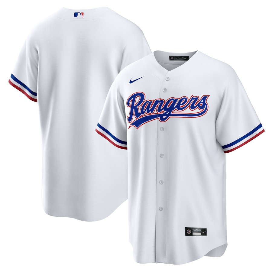camiseta blanca del equipo local de los Texas Rangers