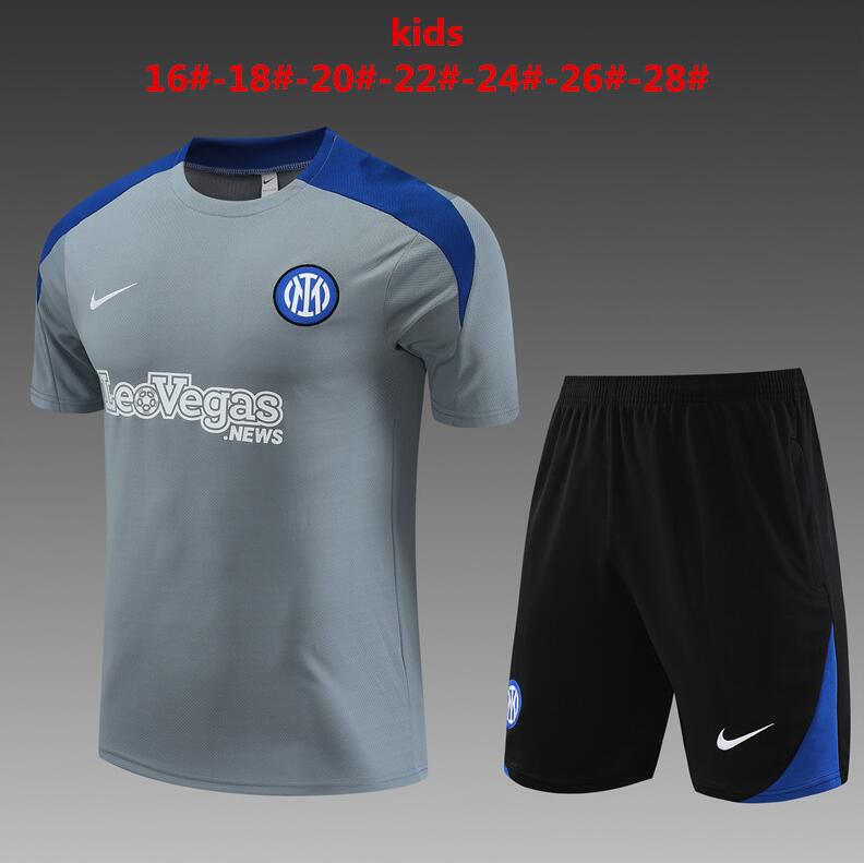 Camiseta Inter Milan FC 23/24 Pre-Match Gris Niño + Pantalones