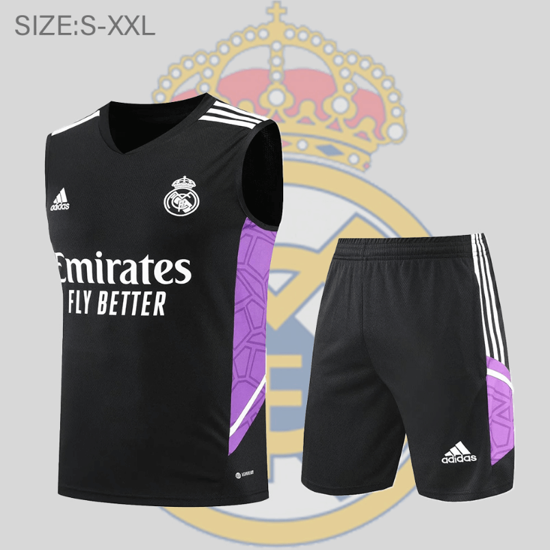 Camiseta Sin Mangas 22/23 Real M adrid Conjunto De Entreno Negra