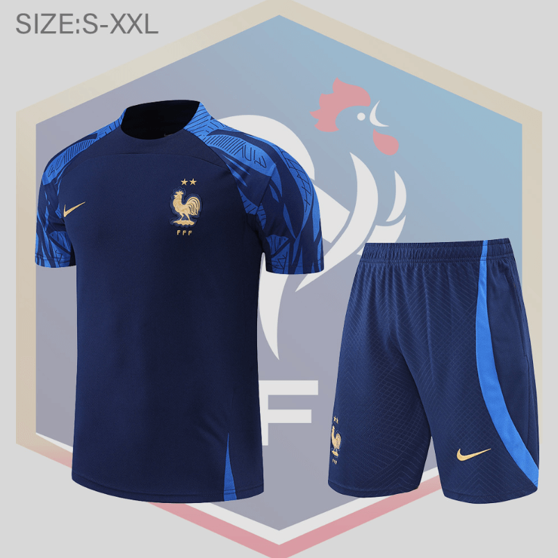 Camiseta Francia Conjunto De Entreno Manga Corta 22/23 Azul